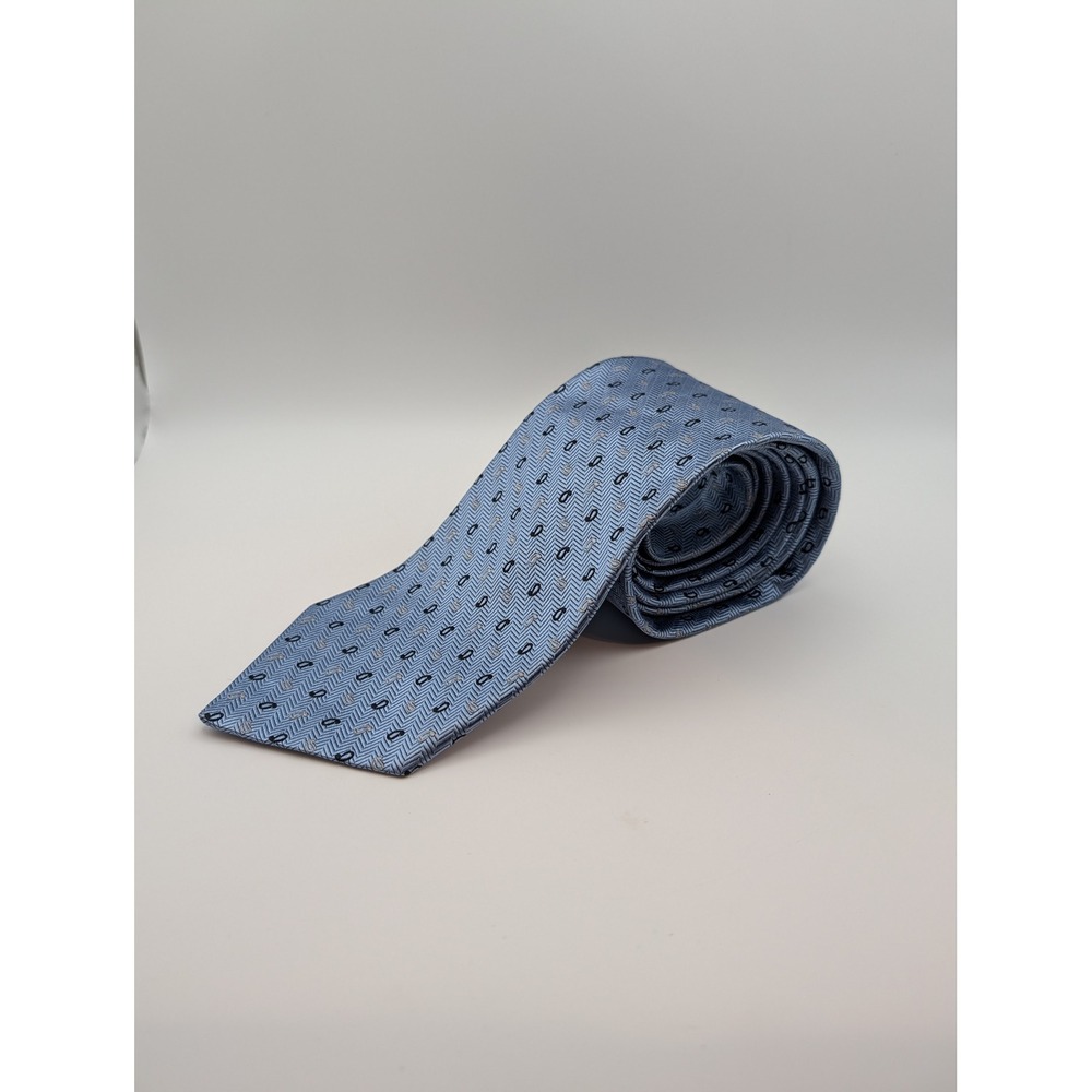 Brooks Brothers 346 Mens Blue Silk Tie Herringbone Paisley Pattern 3.25" Classic